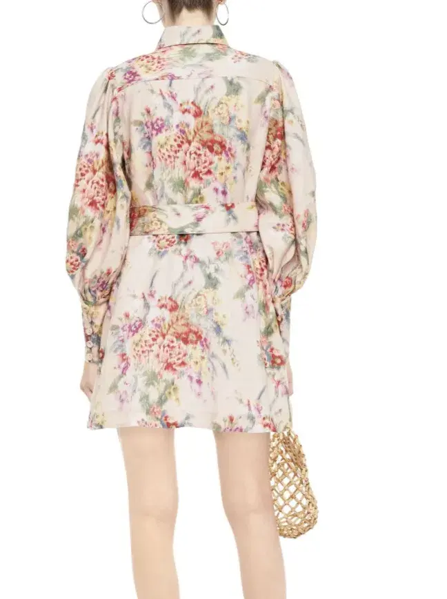 Zimmermann Wavelength Belted Linen Mini Dress Floral Size 6 - Image 2