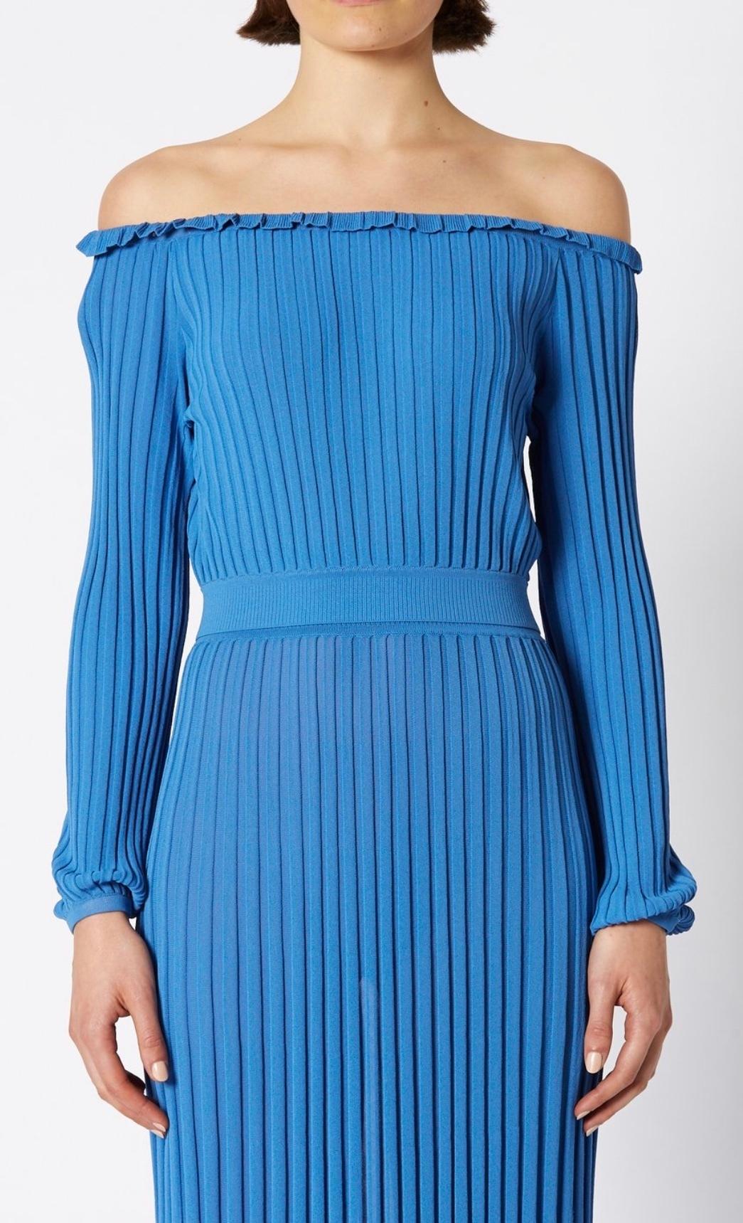 Scanlan Theodore Pleated Rib Top and Skirt Blue Size 6 - Image 2