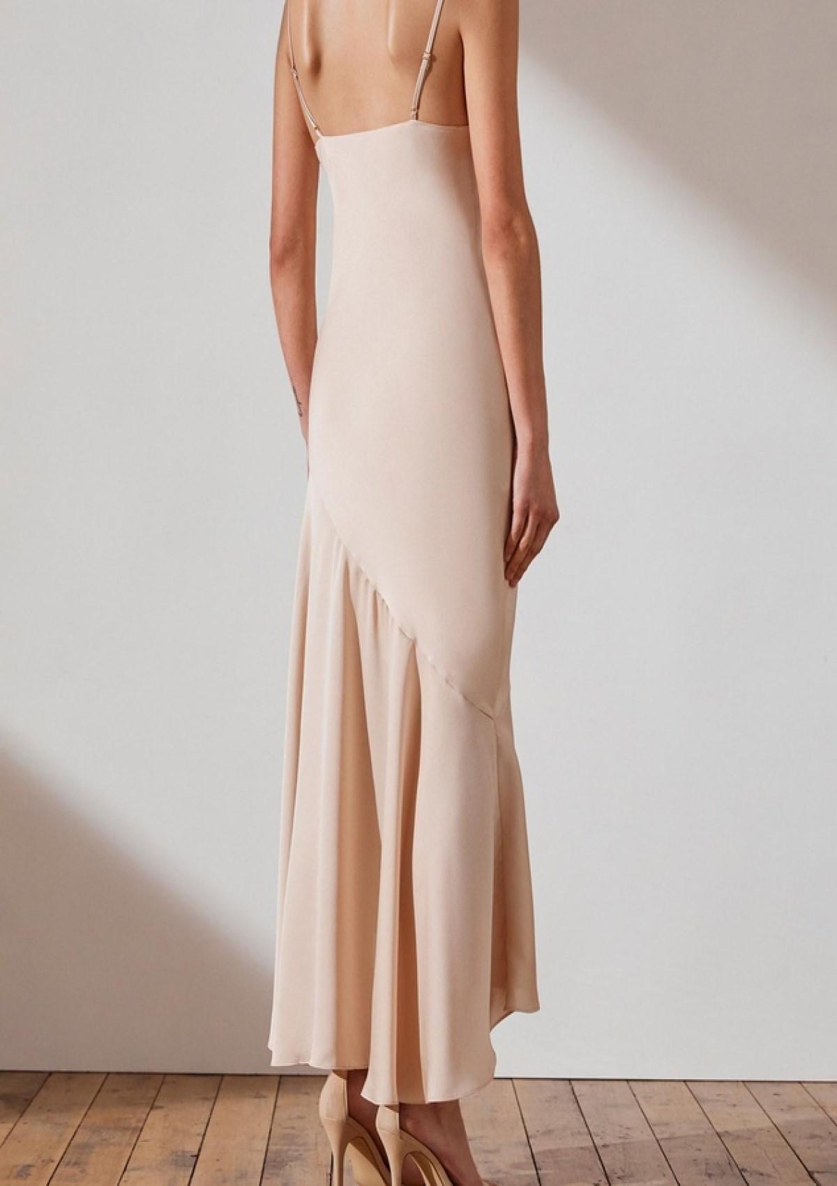 Shona Joy Luxe Bias Asymmetrical Slip Dress Champagne Size 6 - Image 3