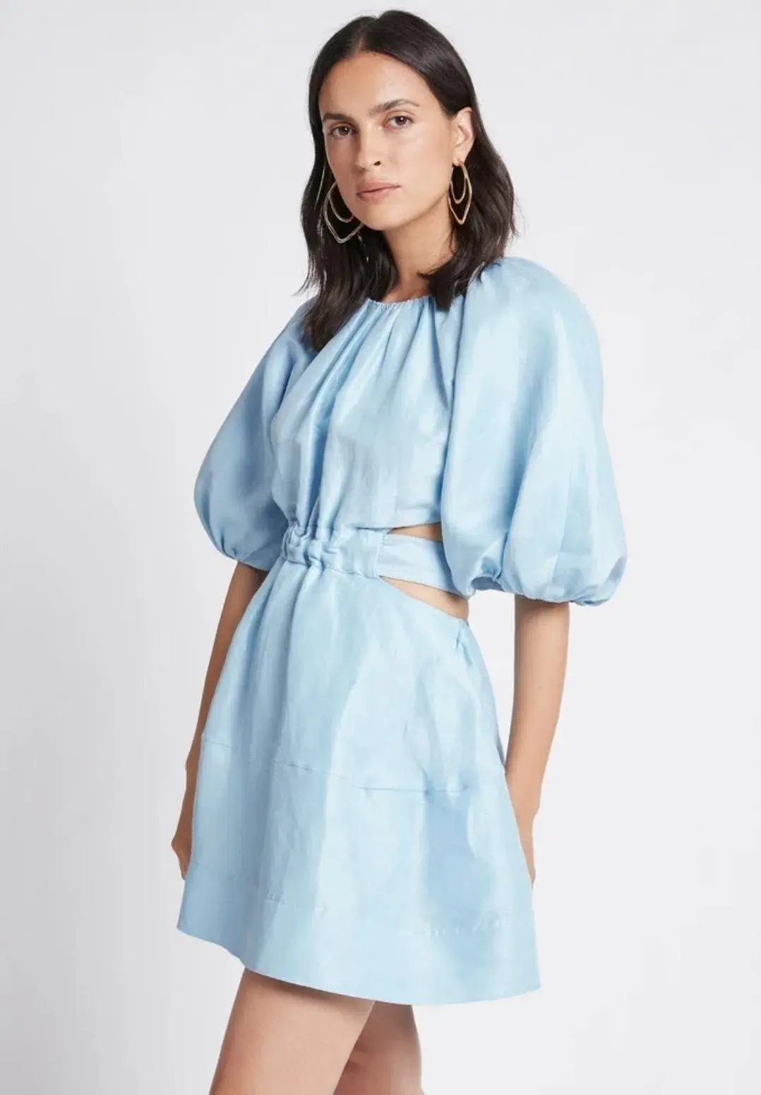 Aje Psychedelia Cut Out Mini Dress Pale Blue Size 4  for rent on The Volte - main image