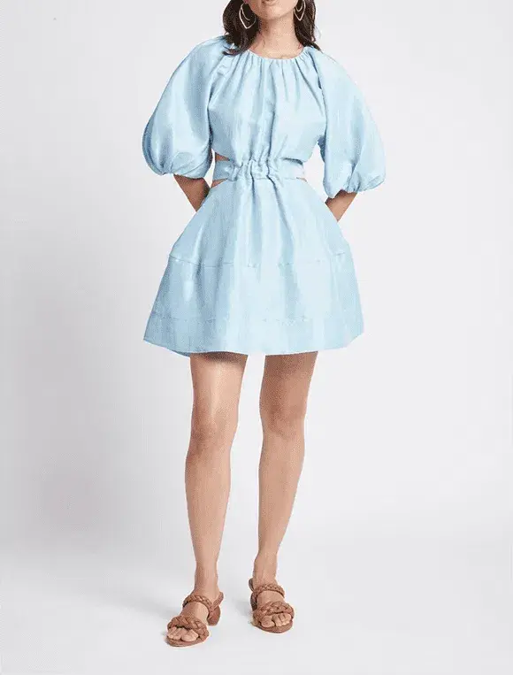 Aje Psychedelia Cut Out Mini Dress Pale Blue Size 4  - Image 1