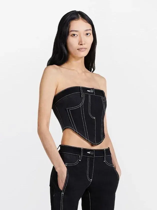 Dion Lee Denim Corset Top Black Size 8 - Image 1