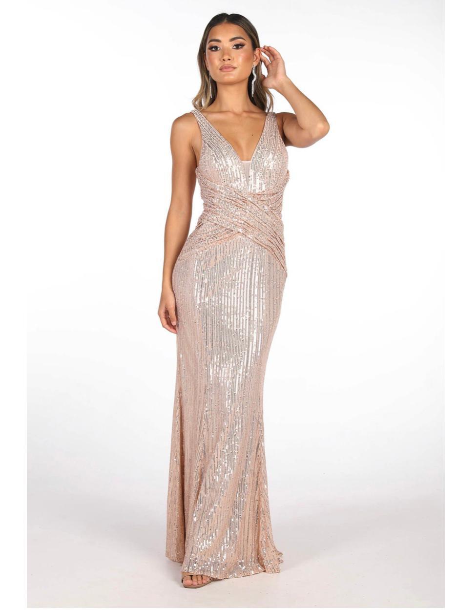 Noodz Boutique Sierra Sequin Gown in Rose Gold Size 10 - Image 1