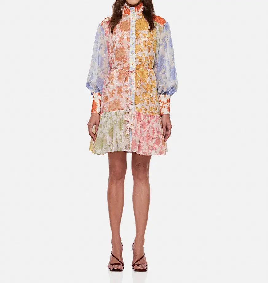 Zimmermann Postcard Lantern Mini Dress Floral Size 8 - Image 1