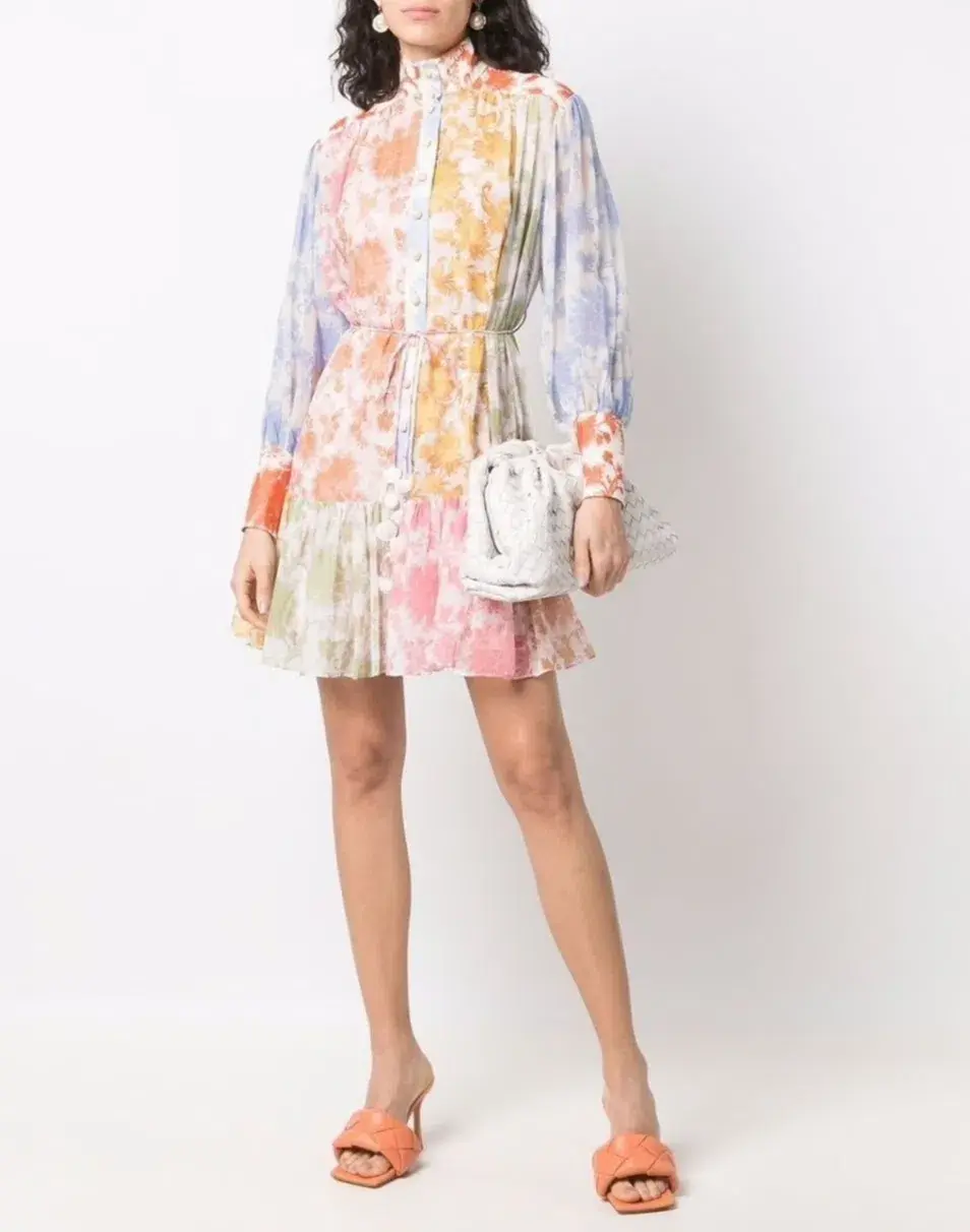 Zimmermann Postcard Lantern Mini Dress Floral Size 8 - Image 2