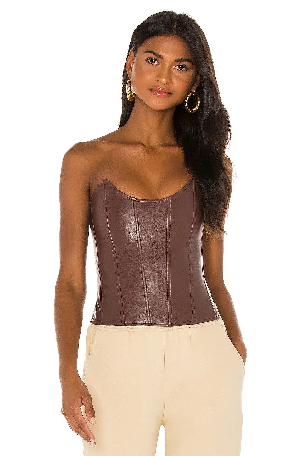 Miaou Leia Leather Corset Brown Size 6 - Image 1