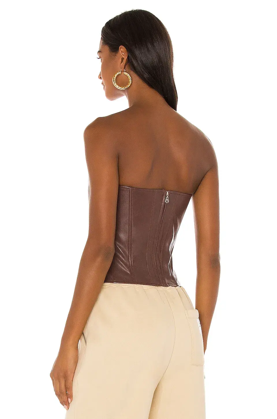 Miaou Leia Leather Corset Brown Size 6 for rent on The Volte - main image