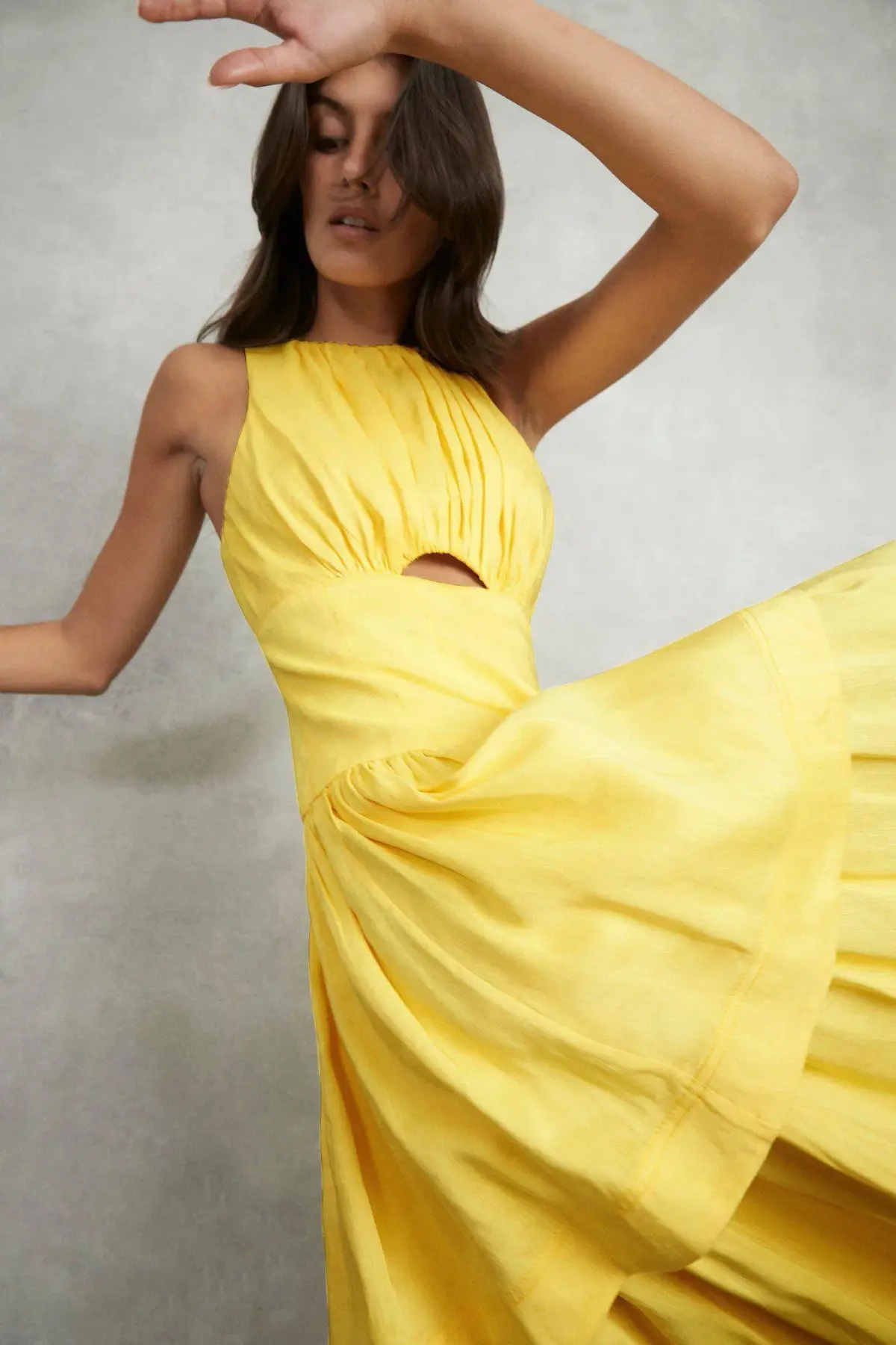 Aje Yellow Caliente Tiered Cut Out Dress Size 10 - Image 4