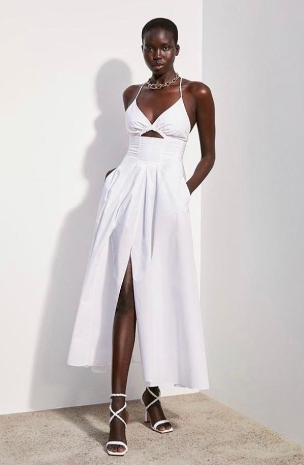 Scanlan Theodore Cotton Strappy Dress White Size 8 - Image 1