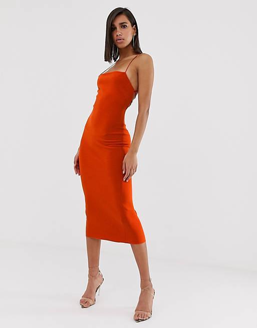 Bec and Bridge Lea Lace Up Midi Dress Red Size 6 - Image 1