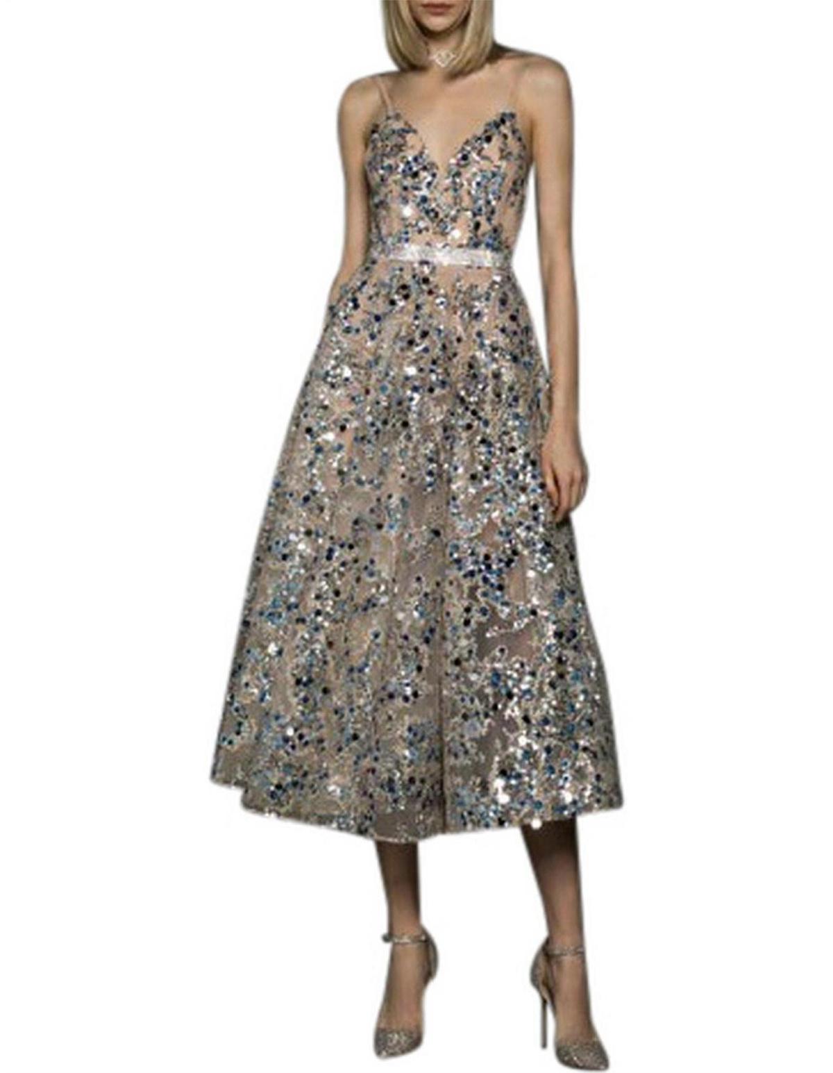 Bronx and Banco Midnight Silver Gown Midi- Small - Image 1