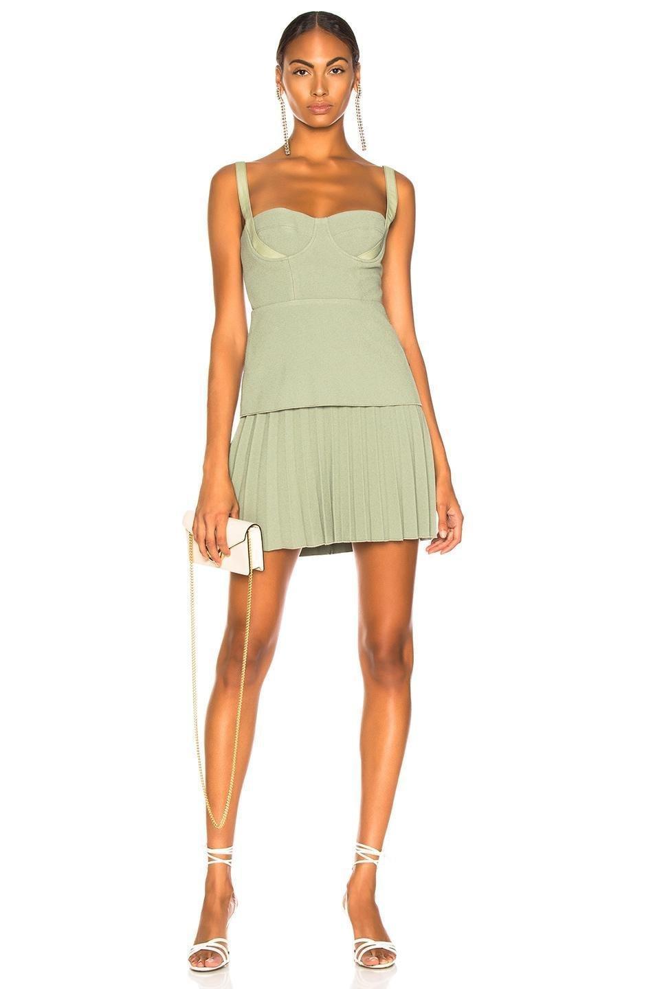 Dion Lee Bustier Pleated Mini Dress Green- Size 8 for rent on The Volte - main image