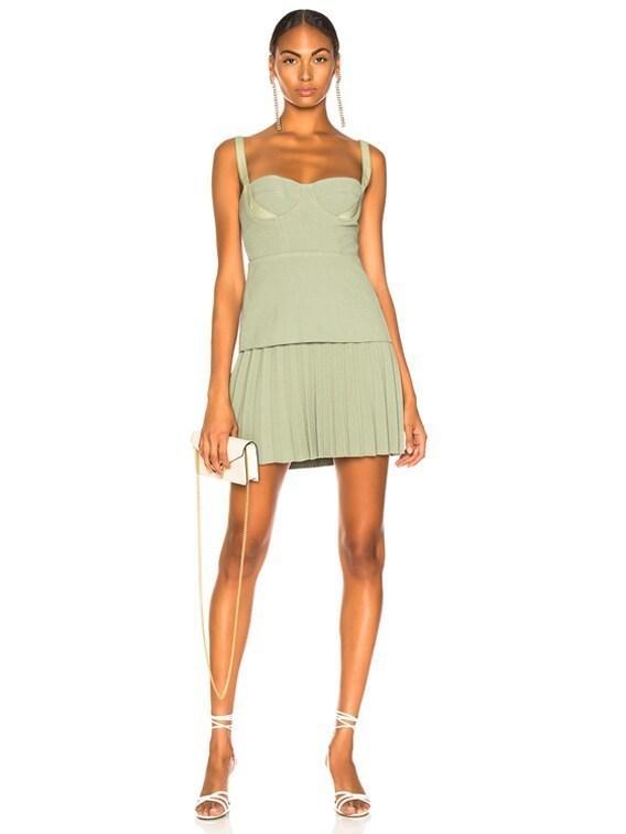 Dion Lee Bustier Pleated Mini Dress Green- Size 8 - Image 2