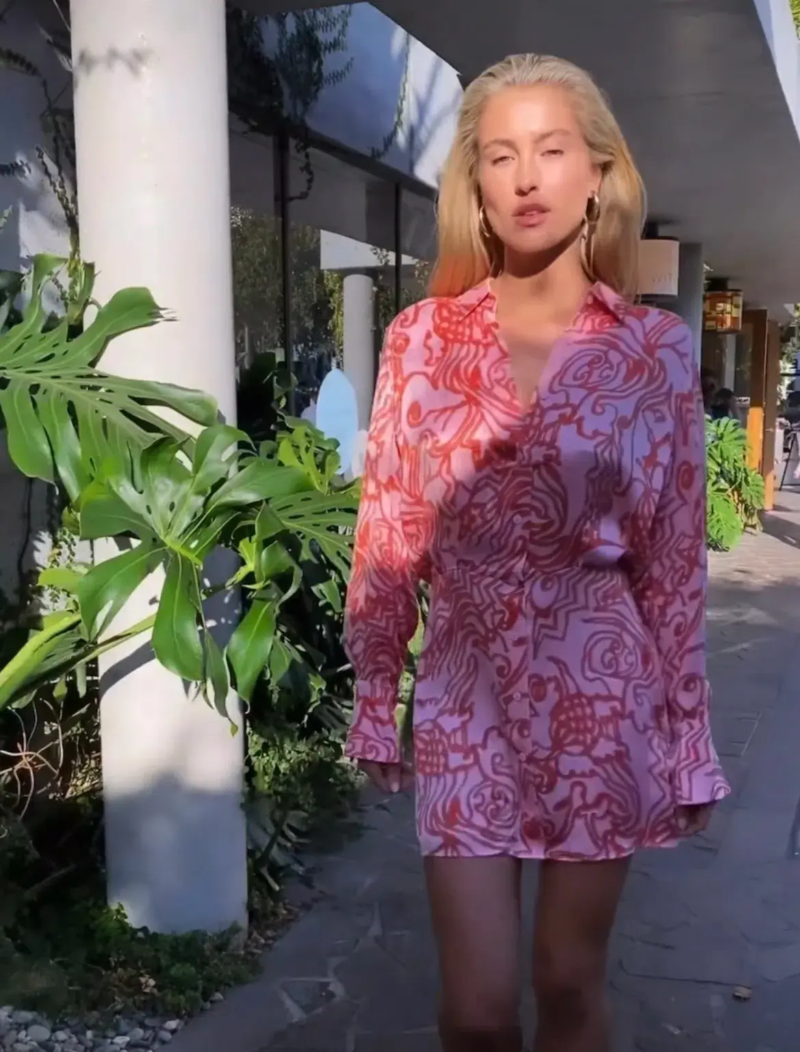 Alexis Vermillion Silk Shirt Mini Dress Size 6 - Image 1