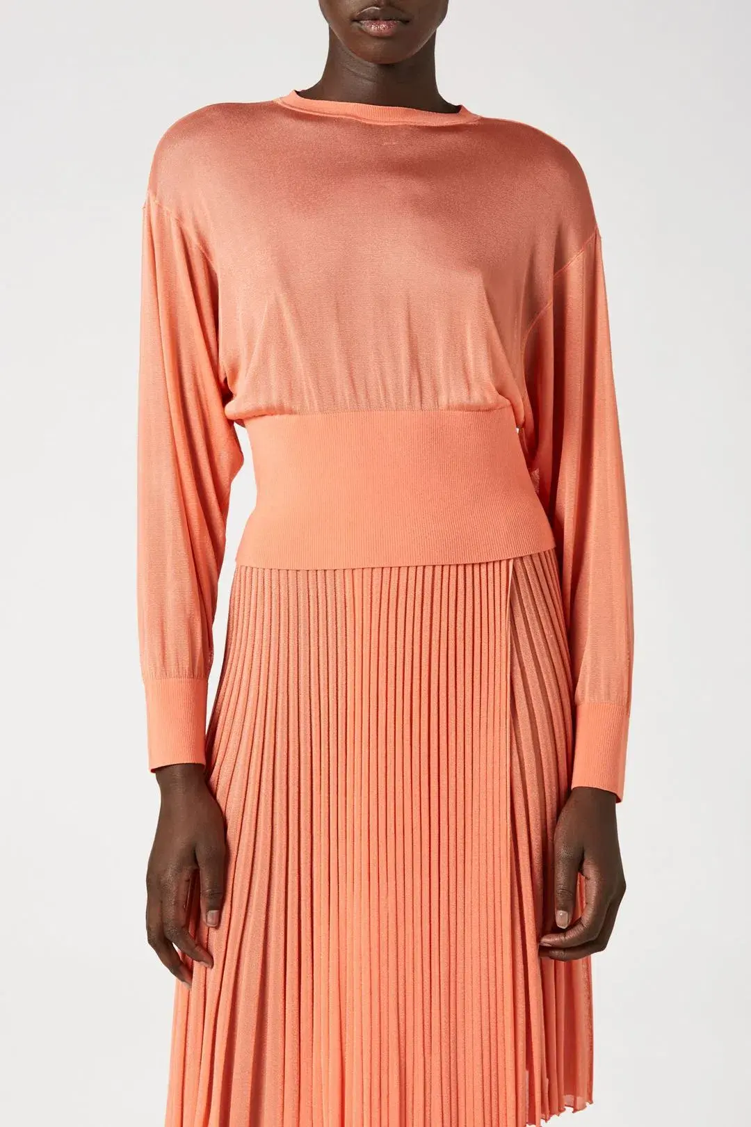 Scanlan Theodore Gloss Knit Sweater and Pleated Skirt Set Orange Size 6 - Image 4