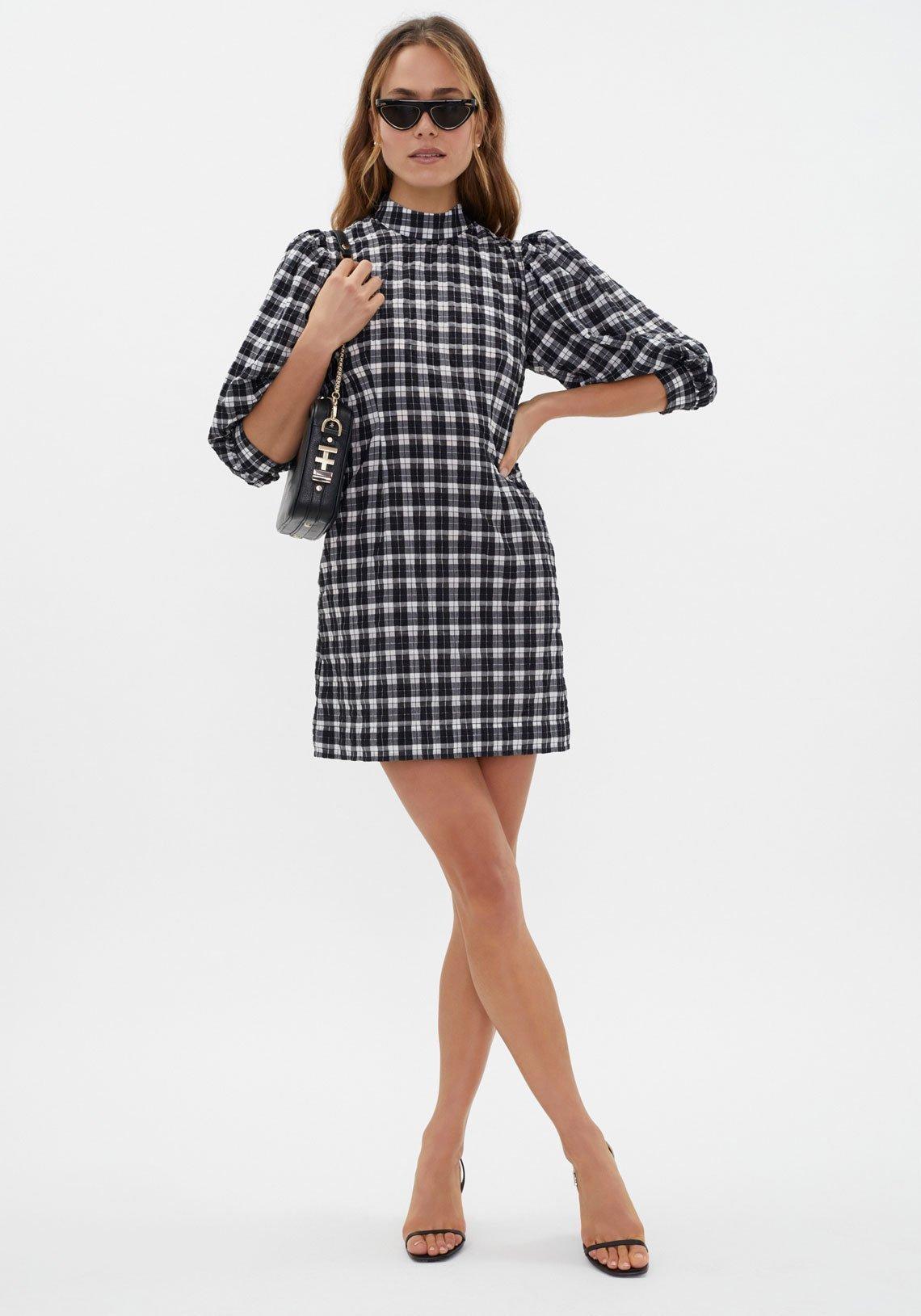 Ganni Seersucker Check Mini Dress Print Size 6  - Image 1