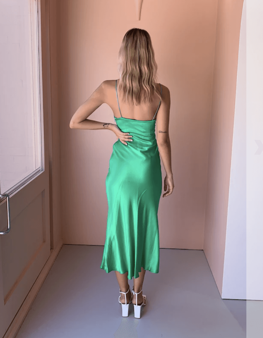 Loren Midi Dress Emerald Size 6 for rent on The Volte - main image
