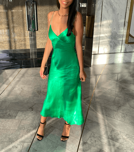 Loren Midi Dress Emerald Size 6 - Image 4