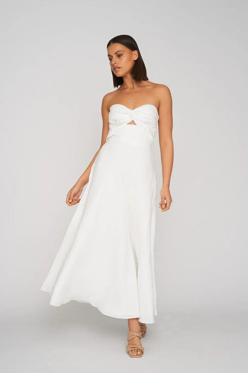 Penelope Strapless Midi Dress White for rent on The Volte - main image