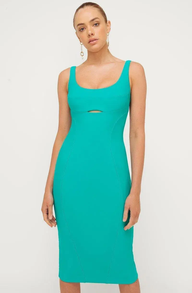 Sheike Turquoise Aqua Midi Dress Size 6 - Image 2