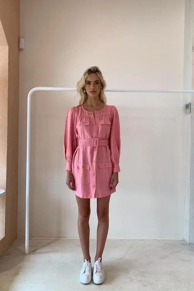 Steele Geneva Detailed Button Up Dress Pink Size L - Image 6