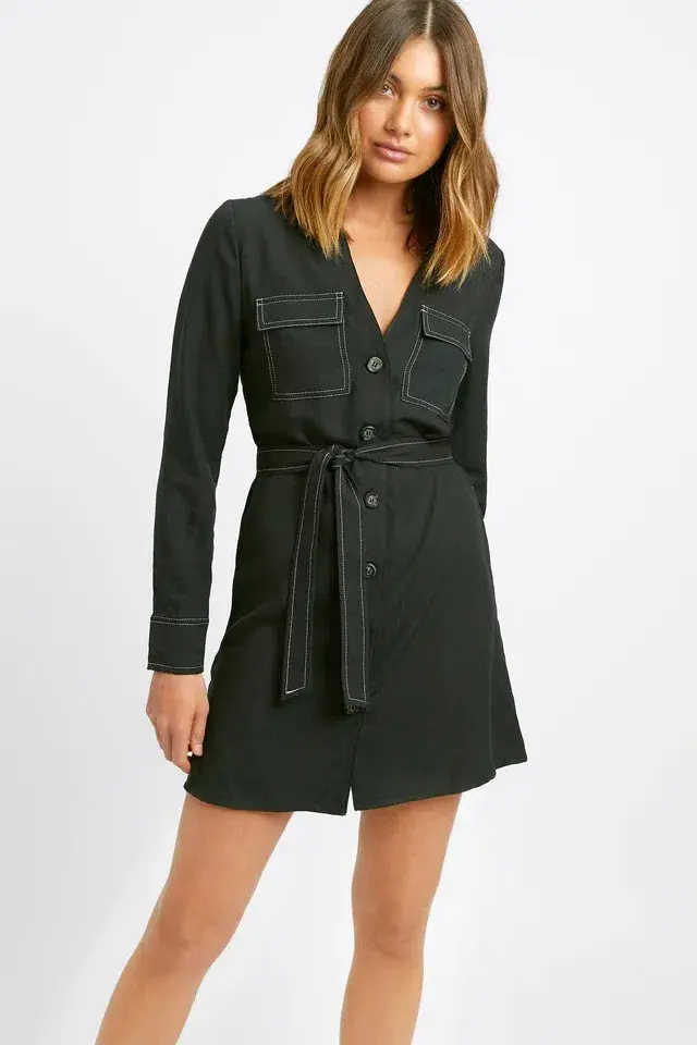 Kookai Sydney Button Up Dress Black Size 12 - Image 3