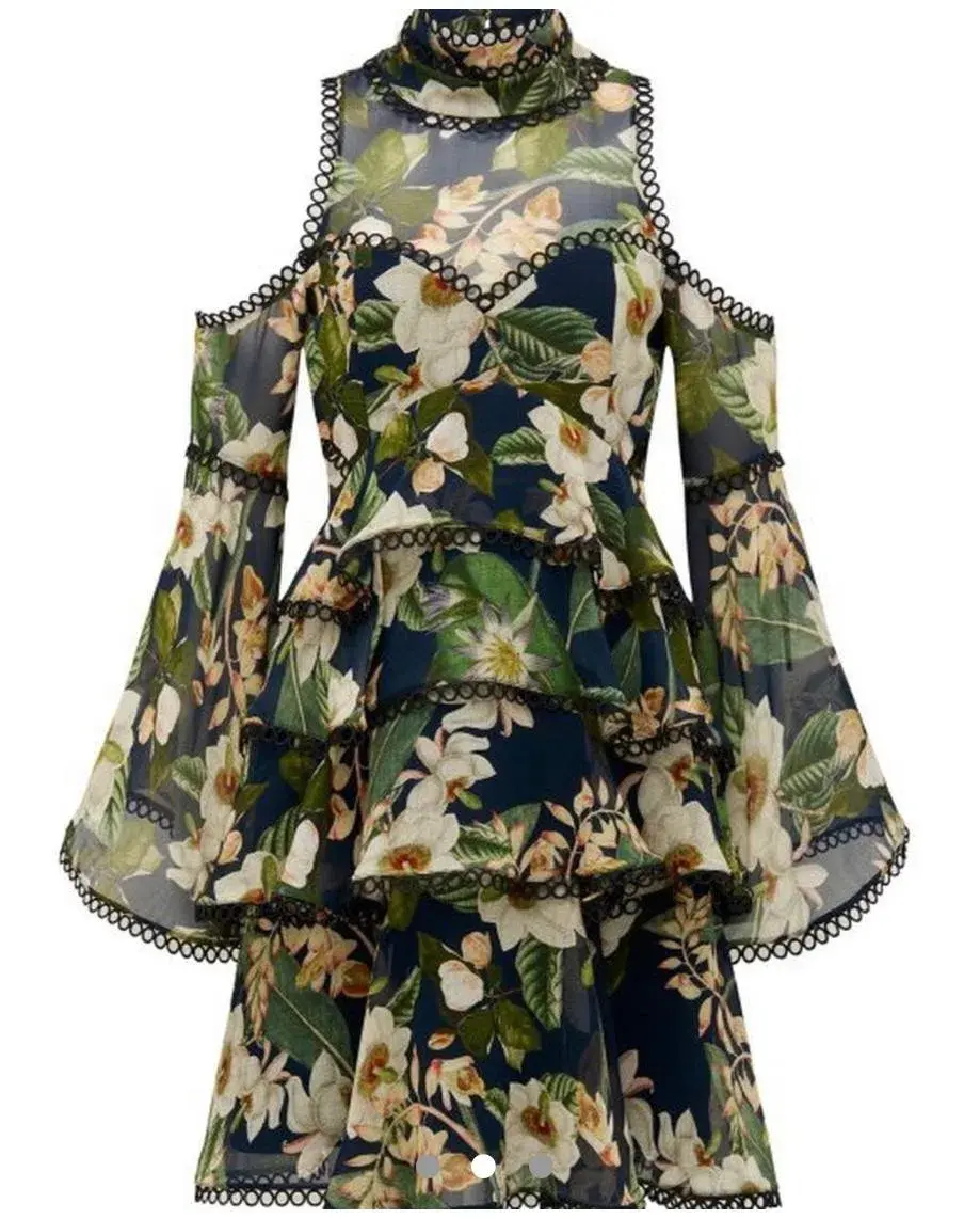 Thurley Vianna Dress Green Print Size 12 - Image 1