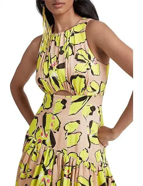 Aje Pelicano Citrus Bloom Racer Asymmetric Tiered Dress - Image 4