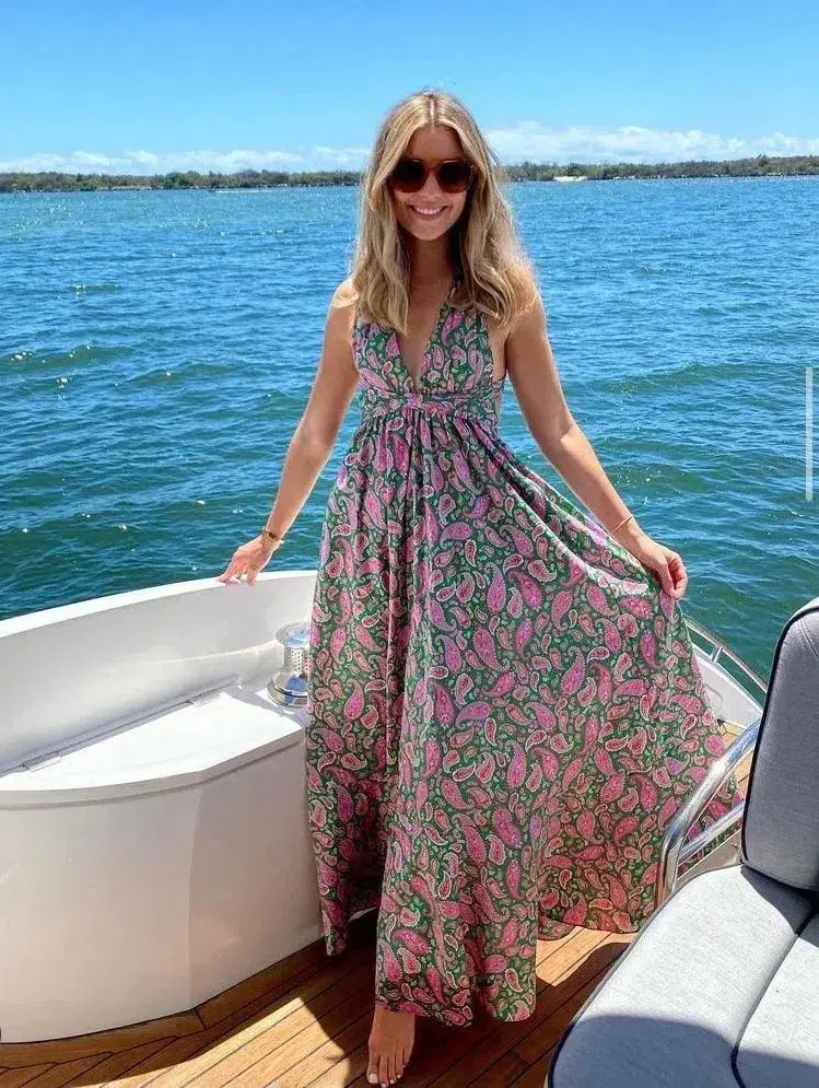 Scanlan Theodore Cotton Paisley Halter Dress Print Size 6 - Image 5