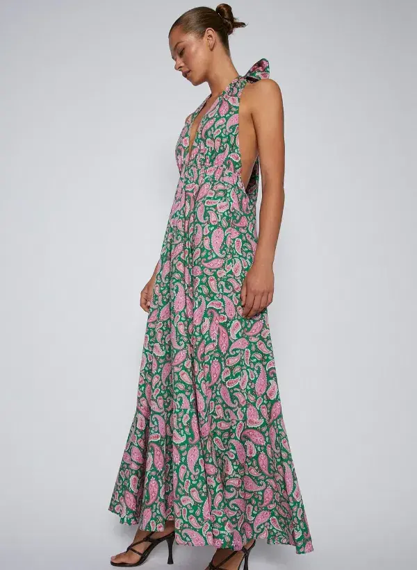 Scanlan Theodore Cotton Paisley Halter Dress Print Size 6 - Image 2