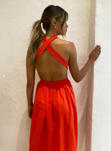 Camilla and Marc Pollina Sleeveless Midi Dress Red Size 8 for rent on The Volte - main image