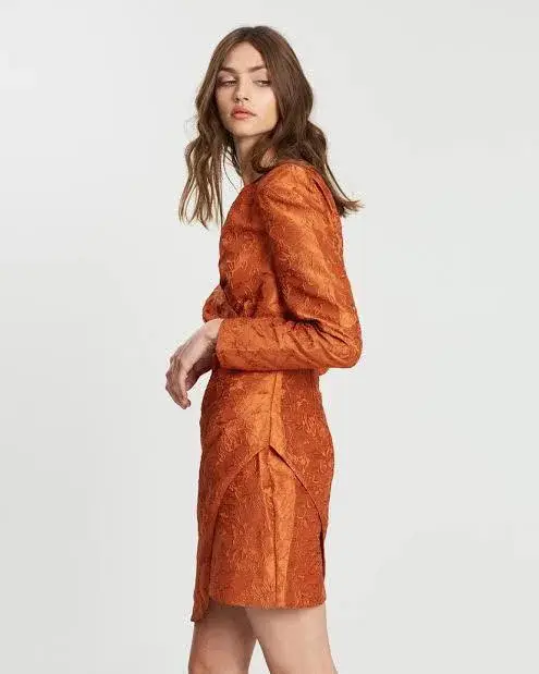 Mossman Burnt Orange Tea Leaves Mini Dress Size 8  - Image 3