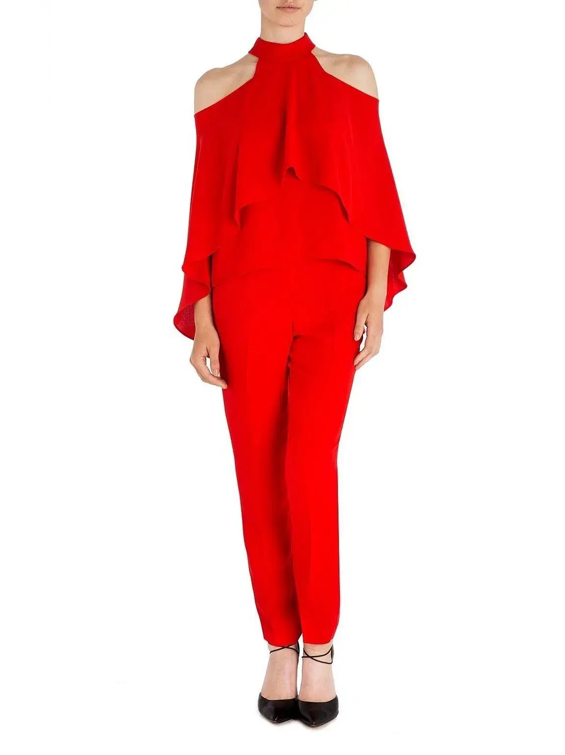 Carla Zampatti Flame Crepe Top and Pants Set Red Size 10 - Image 1