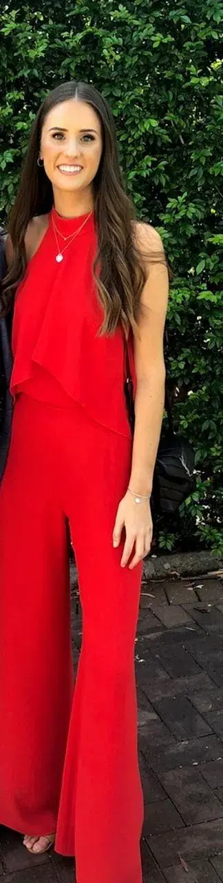 Carla Zampatti Flame Crepe Top and Pants Set Red Size 10 - Image 3