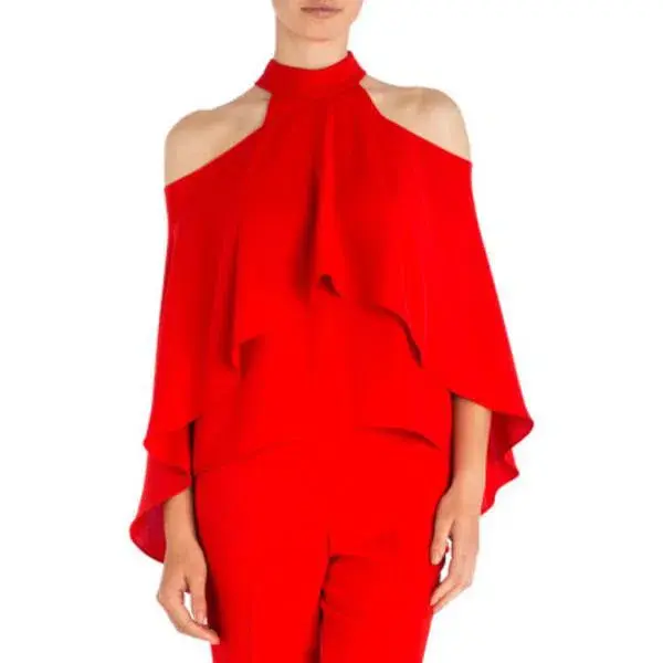 Carla Zampatti Flame Crepe Top and Pants Set Red Size 10 - Image 4