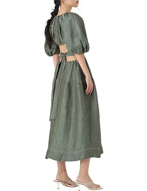 Aje Mimosa Cutout Midi Dress Green Size 10 for rent on The Volte - main image