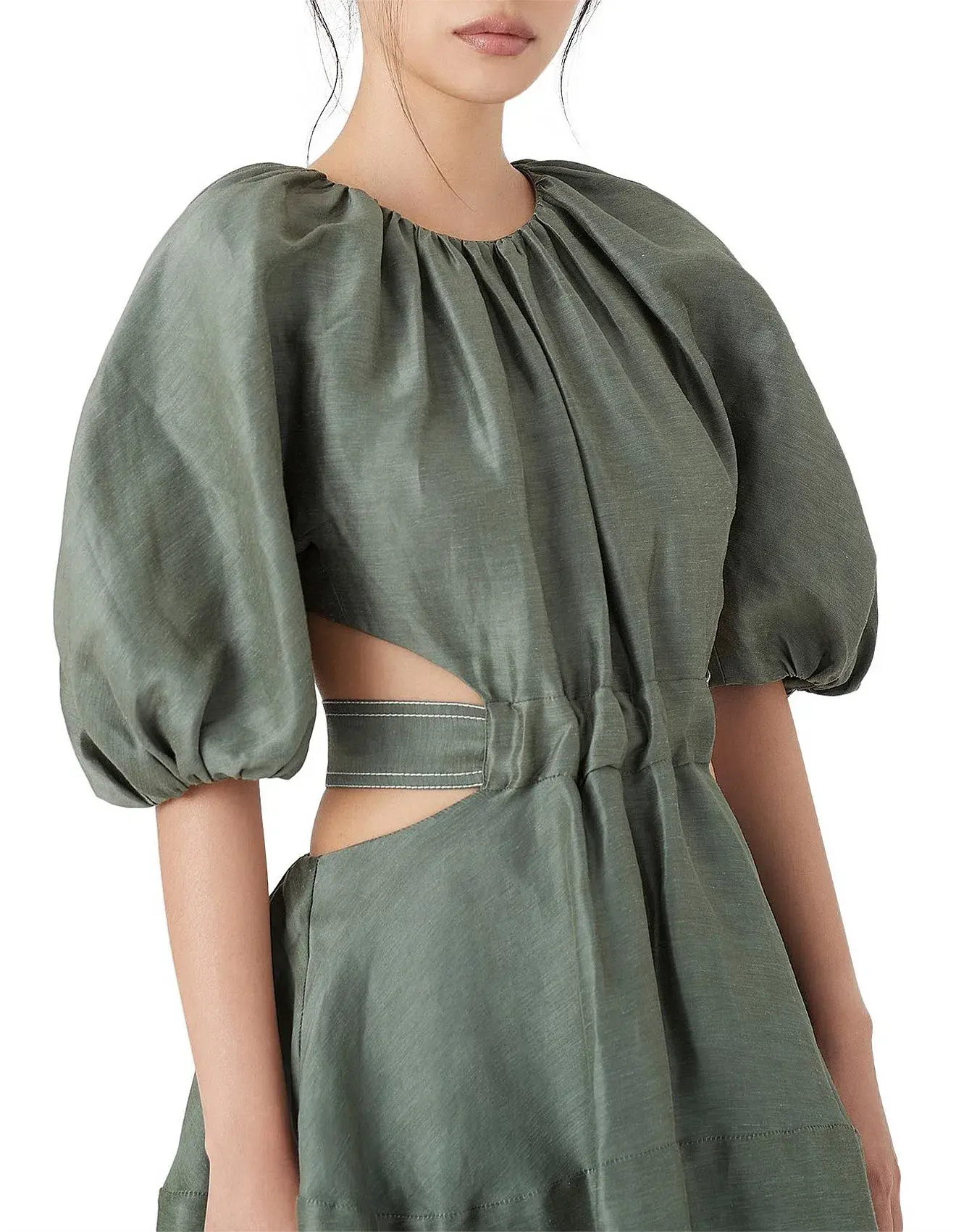 Aje Mimosa Cutout Midi Dress Green Size 10 - Image 4