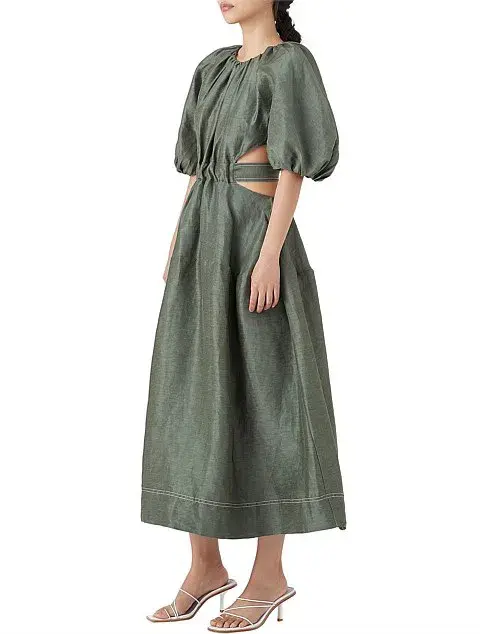 Aje Mimosa Cutout Midi Dress Green Size 10 for rent on The Volte - main image