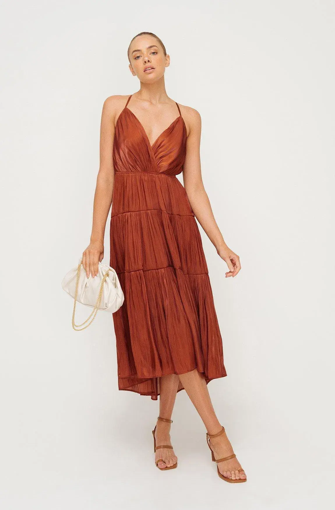 Sheike Womens Cascade Midi Dress Copper Size 16 - Image 3