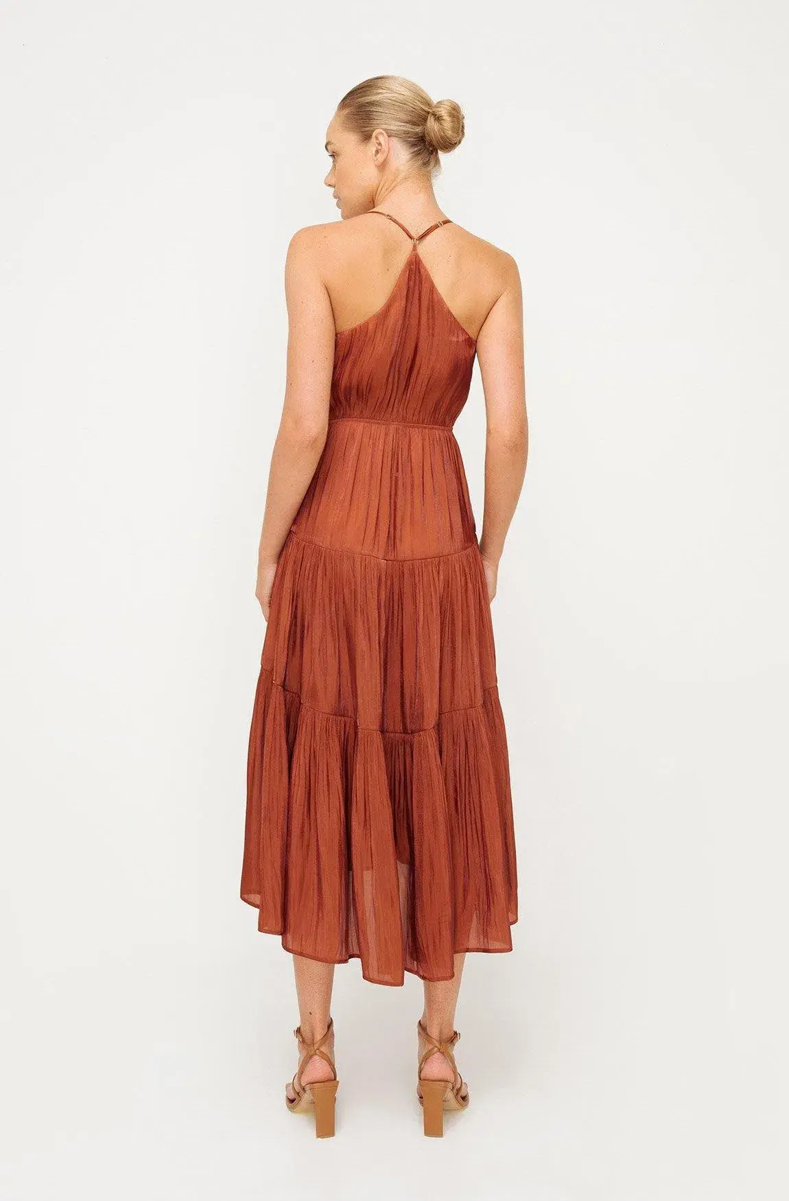 Sheike Womens Cascade Midi Dress Copper Size 16 - Image 4