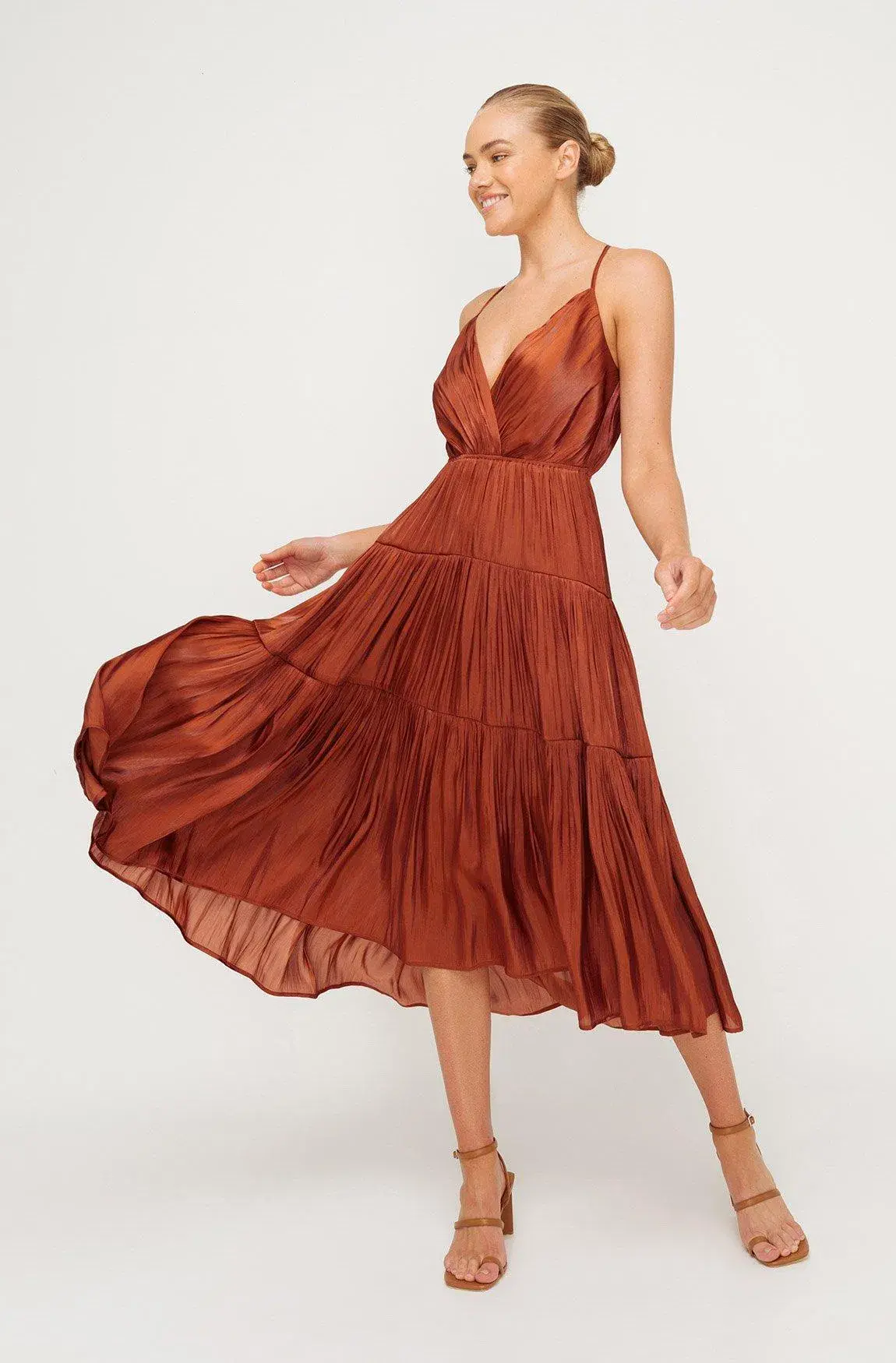 Sheike Womens Cascade Midi Dress Copper Size 16 - Image 1