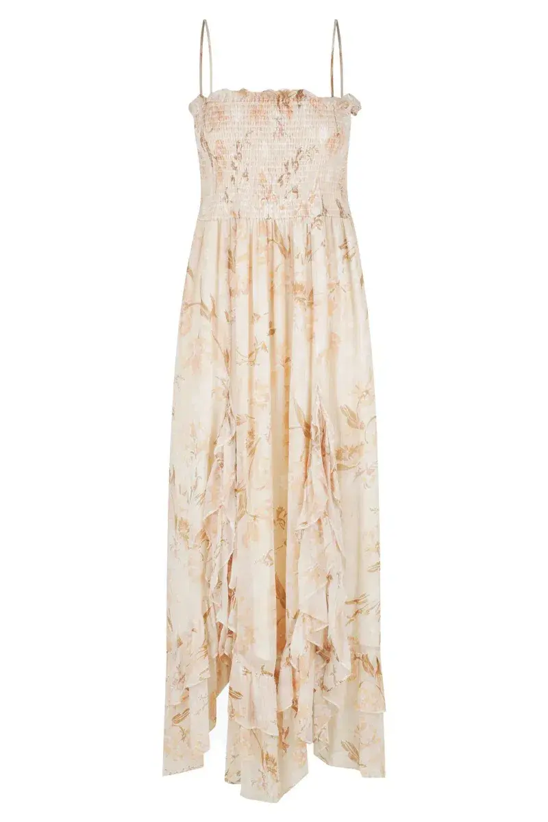 Shona Joy Shirred Midi Dress Print Size 8 - Image 6