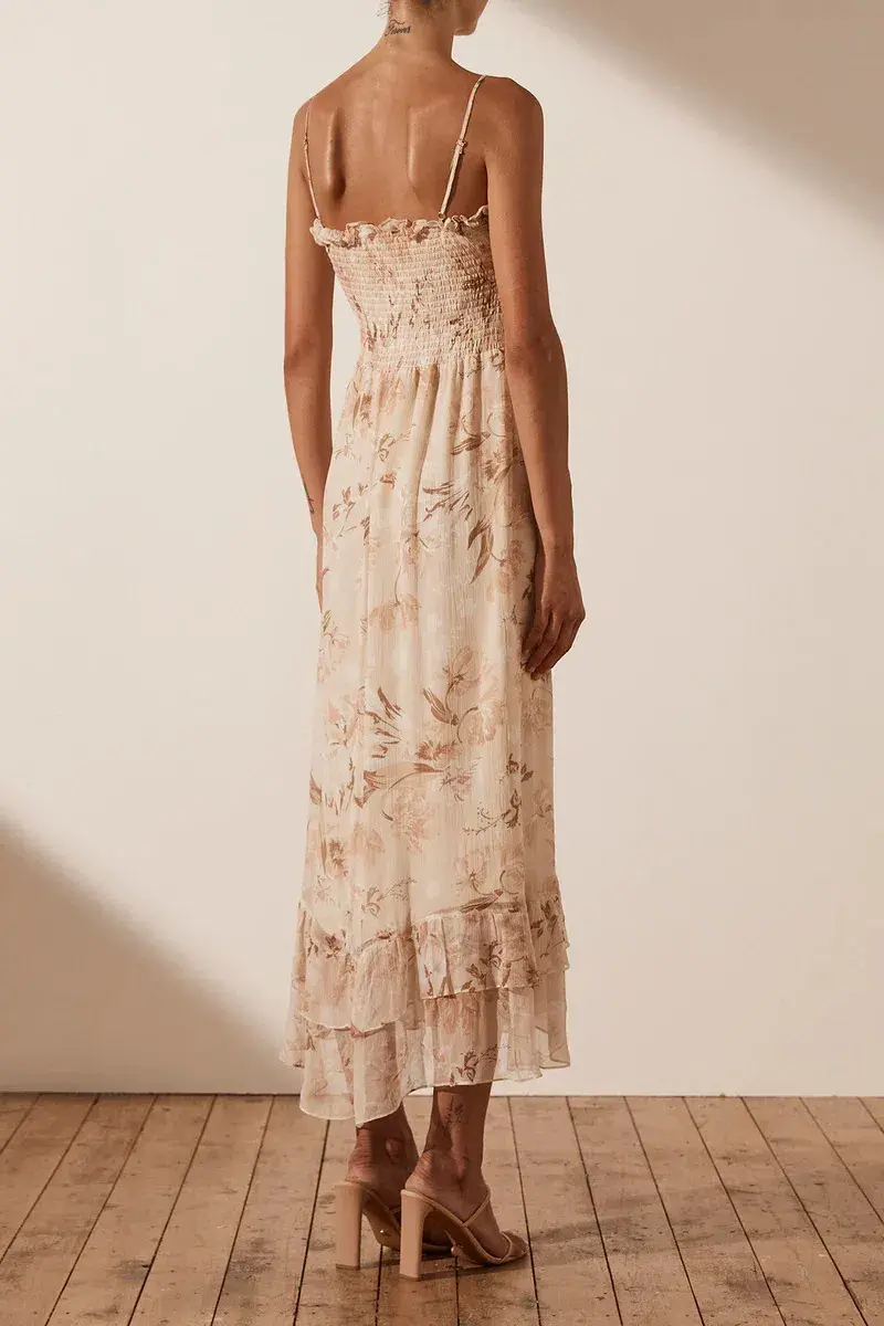 Shona Joy Shirred Midi Dress Print Size 8 - Image 5