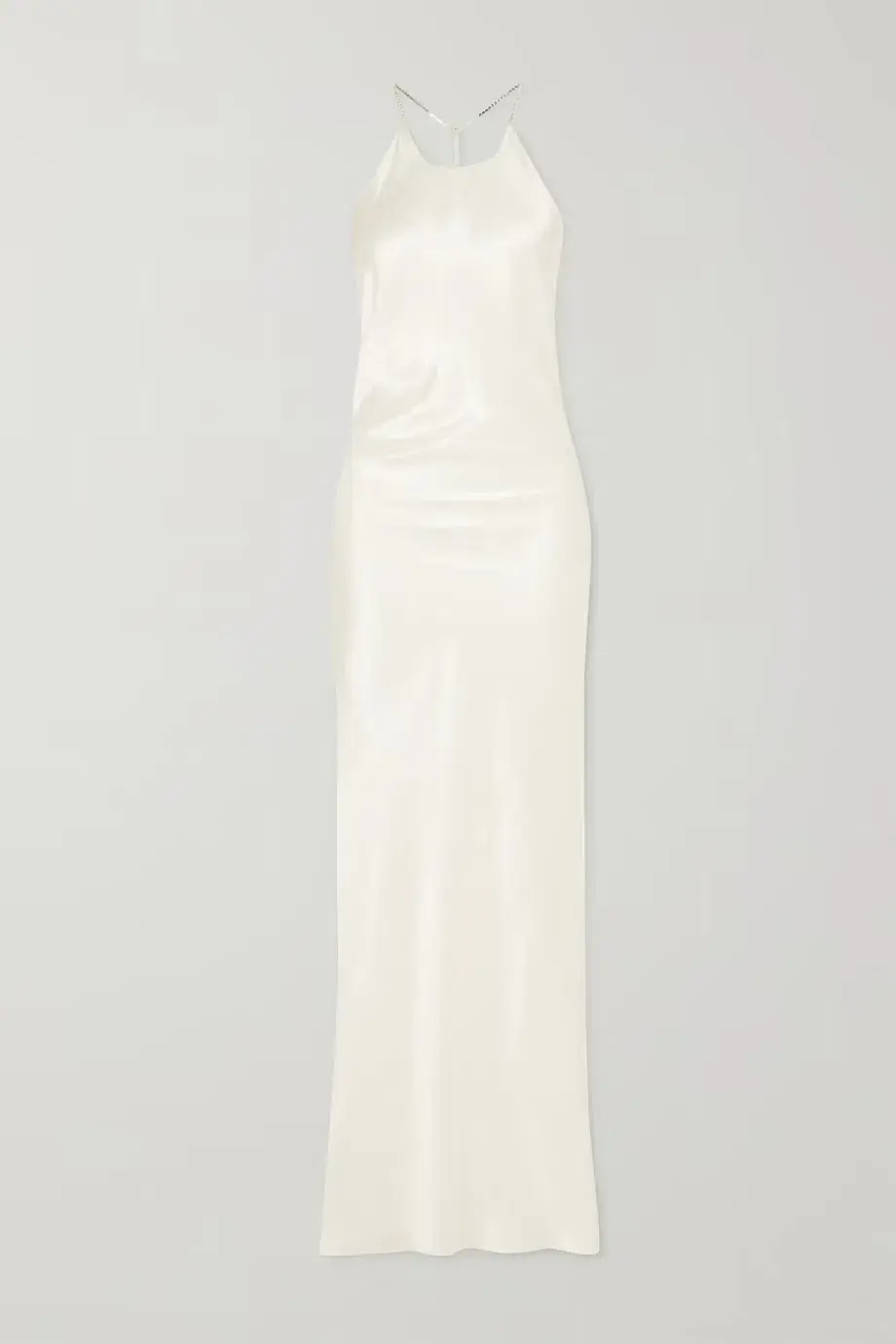 Michael Lo Sordo Georgia Open-Back Crystal-Embellished Silk-Satin Maxi Dress White Size XS/ AU 6 - Image 3
