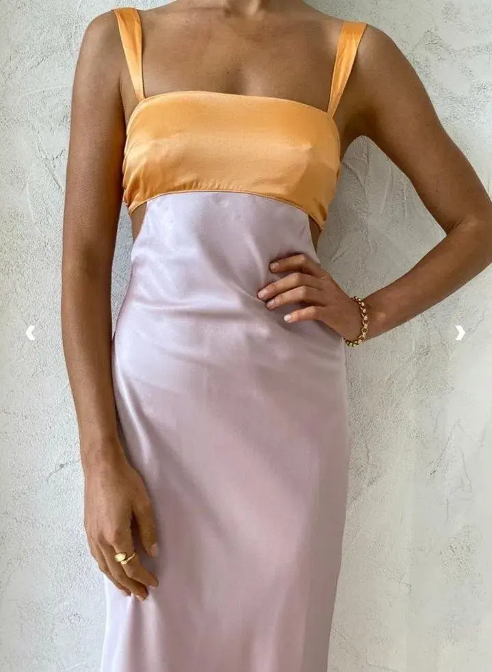  Hansen & Gretel Felicity Dress In Apricot/Lilac Size 6  for rent on The Volte - main image