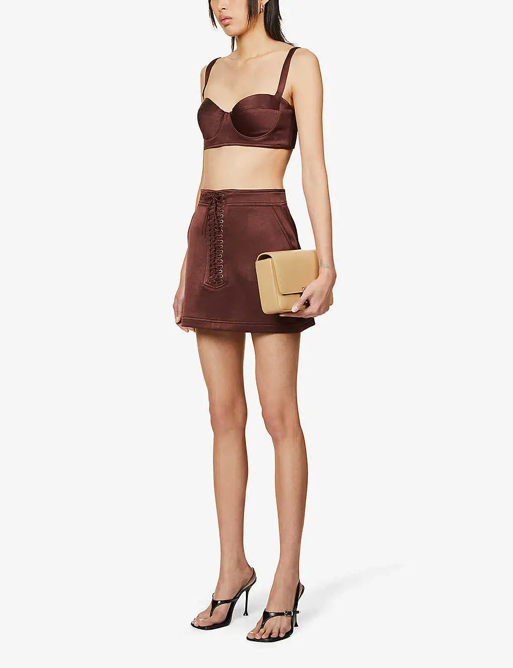 Alex Perry Spence Mini Skirt & Dane Bra Top Set Chocolate Size 8 - Image 3
