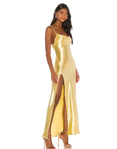 Yellow Satin dress size 8 - Image 2