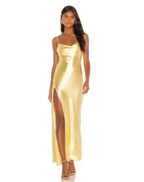 Yellow Satin dress size 8 - Image 1