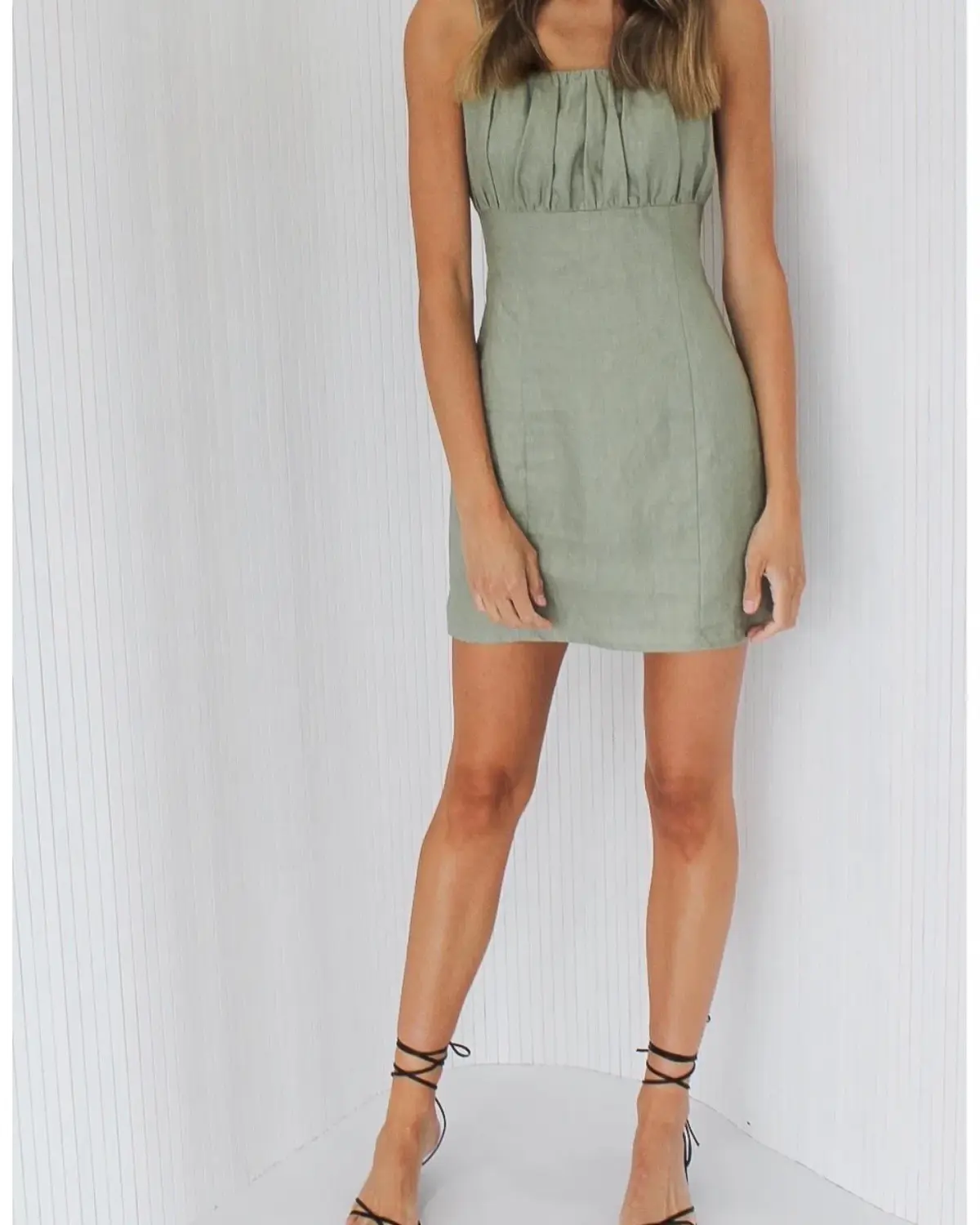 Favr The Label Ray Mini Dress Sage Green Size 10 - Image 2