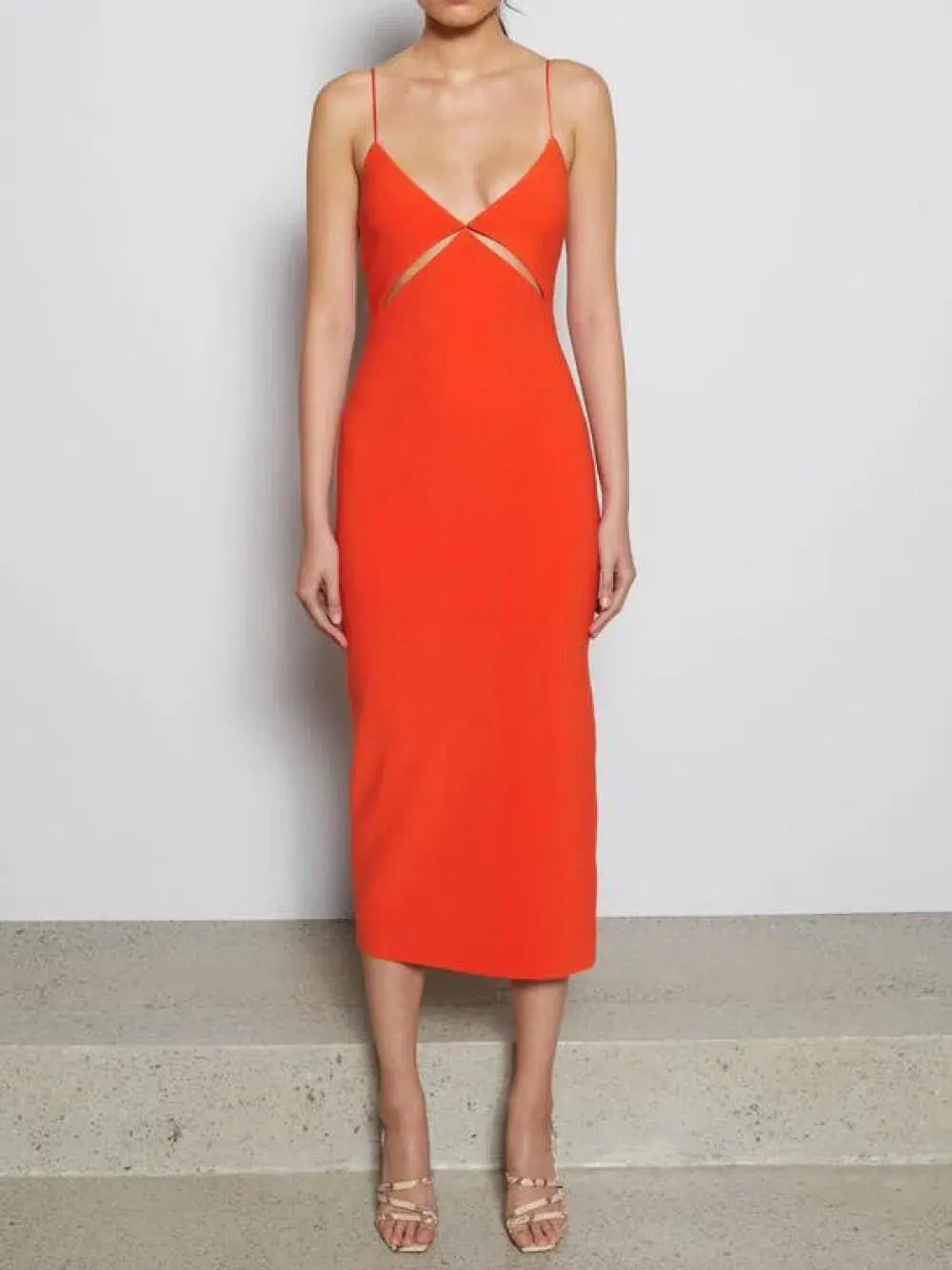 Bec  & Bridge Ulla Cut Out Midi Dress - Orange - Size 6 for rent on The Volte - main image